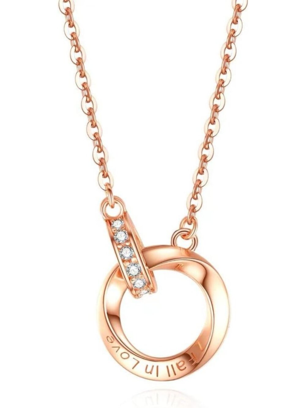 Romantic S925 Sterling Silver Zircon Necklace for Couples - Rose Gold Love Gift